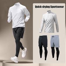 Men Jogging Sets Outdoor Quick Dry Jacket Suit 1-3 Piece Sports Jogging Workout Sportswear Gym Sportswear Ice Silk Tracksuit