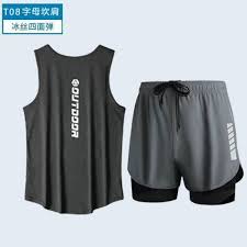 Sport Suits Men Summer Thin Quick Drying Vest+shorts Man's Set Fitness Running Suit Two-piece Set Mesh Ventilation Tracksuit